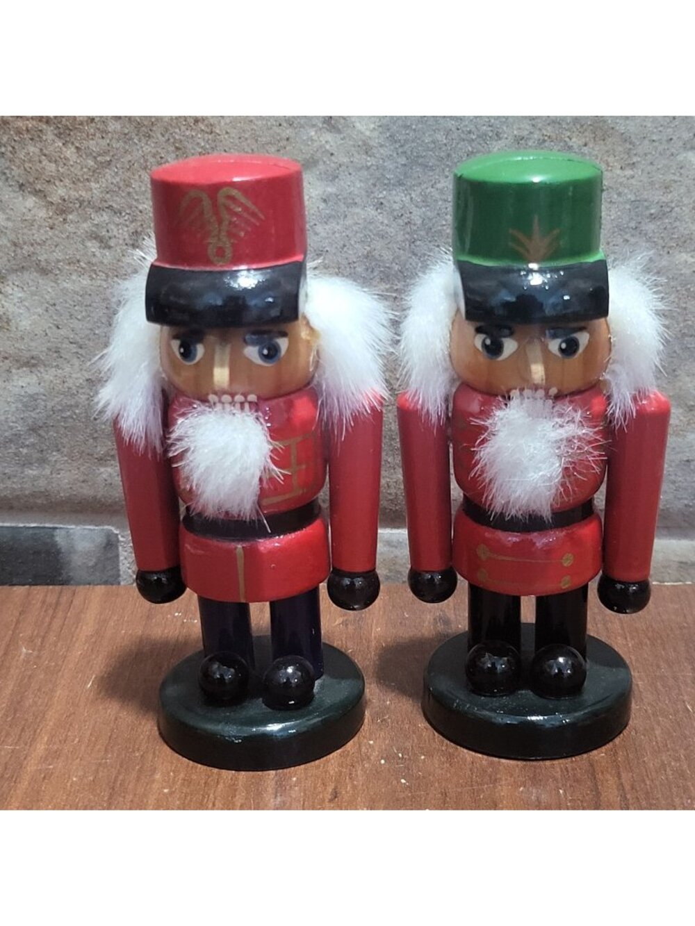 Vintage Wooden Nutcracker Soldier Place Name Card Holders Red Green Black Set of